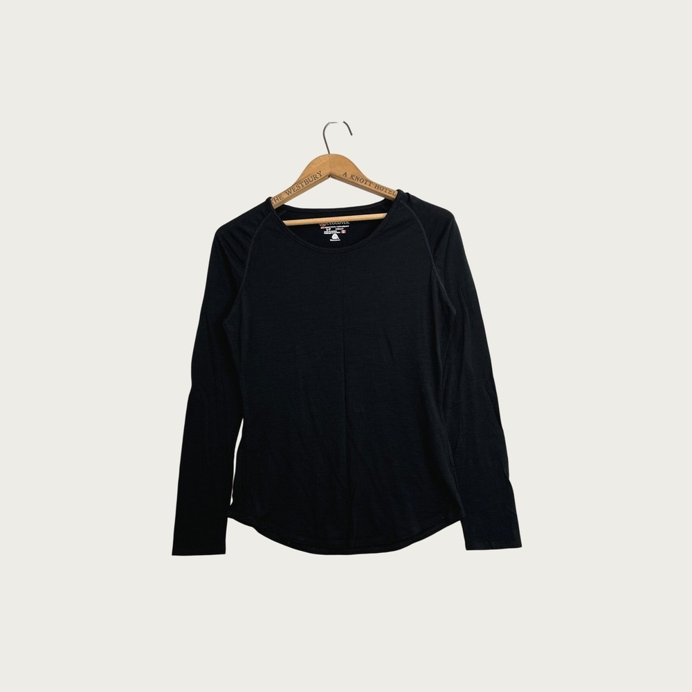 Cloudveil Womens Small Black 100% Merino Wool Long Sleeve Base Layer Top